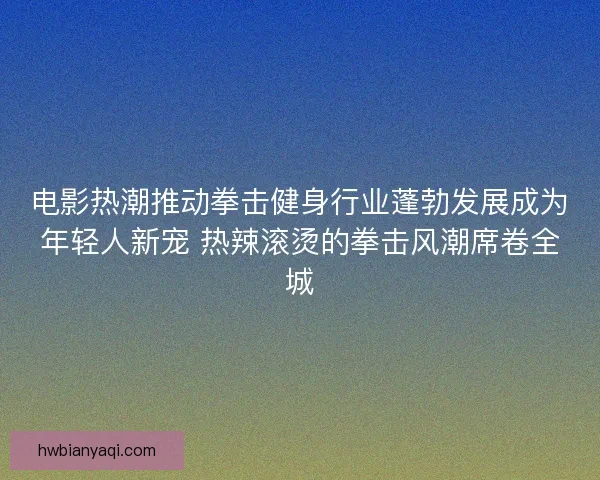 电影热潮推动拳击健身行业蓬勃发展成为年轻人新宠 热辣滚烫的拳击风潮席卷全城 电影热潮推动拳击健身行业蓬勃发展成为年轻人新宠 热辣滚烫的拳击风潮席卷全城