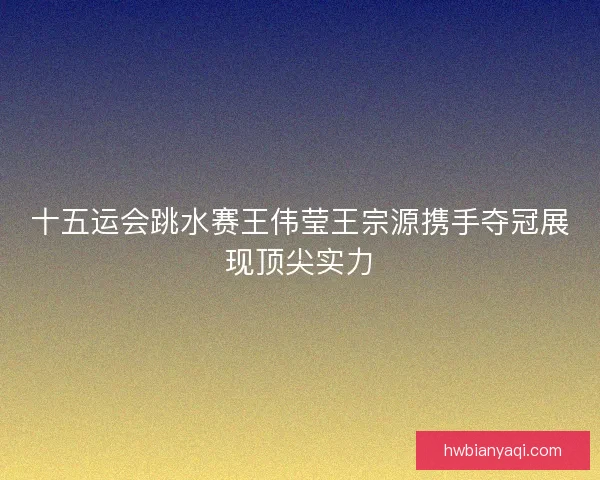 十五运会跳水赛王伟莹王宗源携手夺冠展现顶尖实力