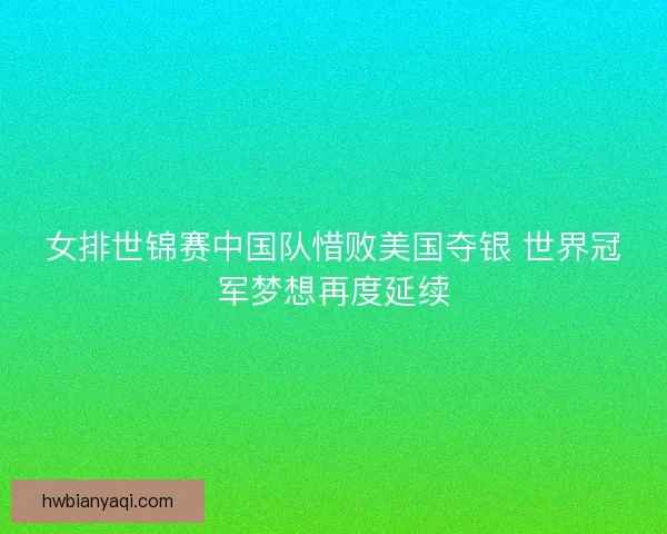 女排世锦赛中国队惜败美国夺银 世界冠军梦想再度延续